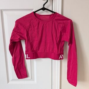 Women's Pink Long Sleeve Crop Top